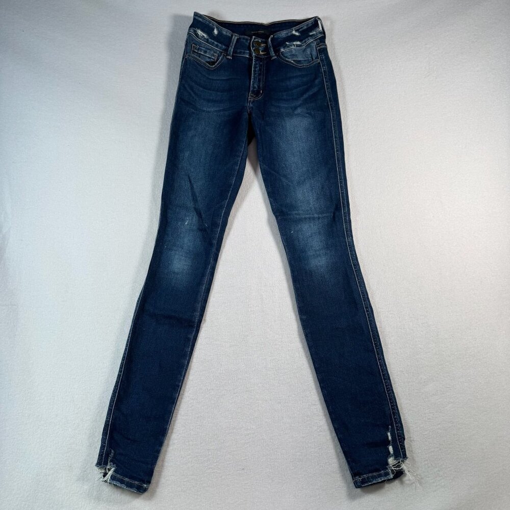 Flying Monkey Jeans Womens 26 Blue Skinny Mid Rise Dark Wash Stretch Distressed